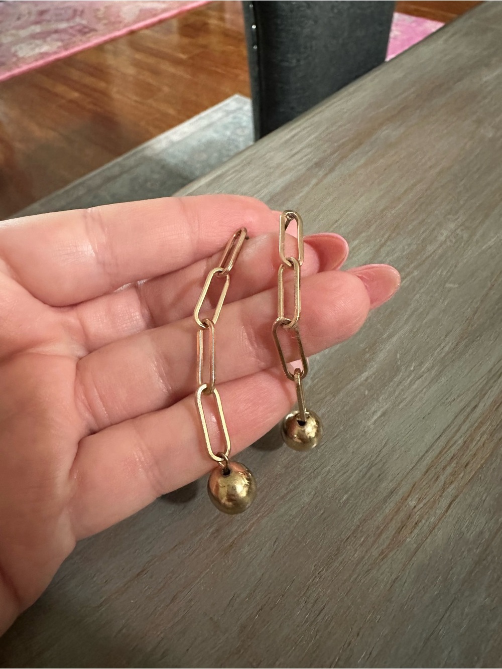 Gold paperclip chain earrings
